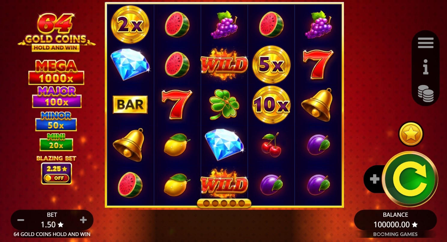 64 Gold Coins Hold and Win