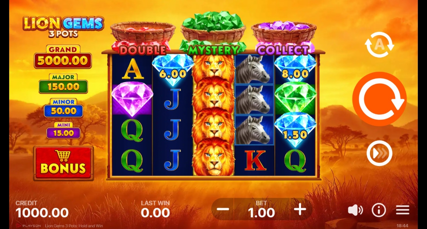 Lion Gems 3 Pots: Hold and Win