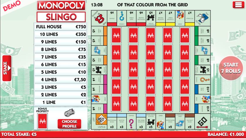 Slingo Monopoly