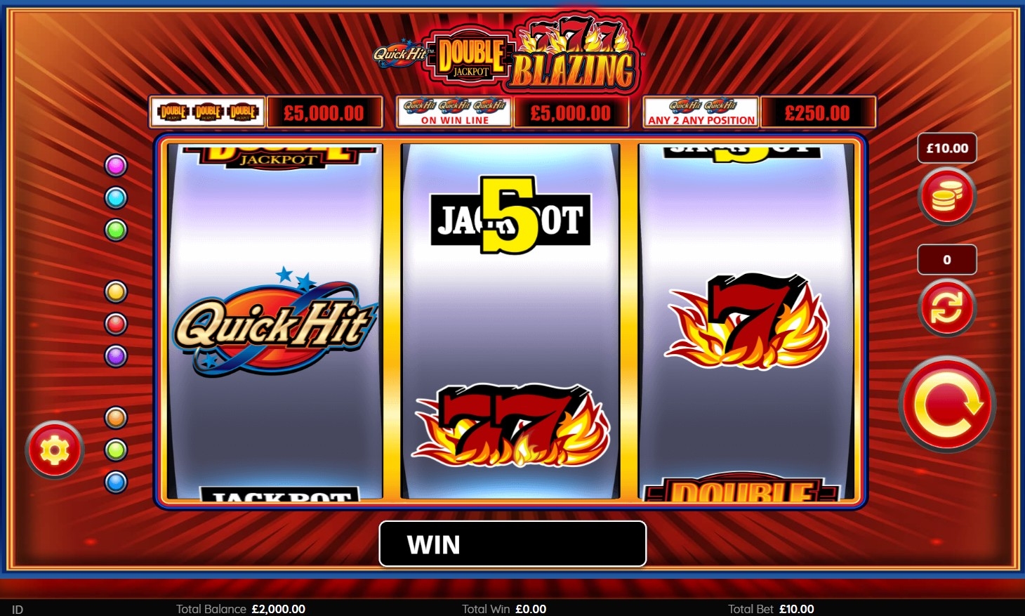 Quick Hit Double Jackpot Blazing 777's