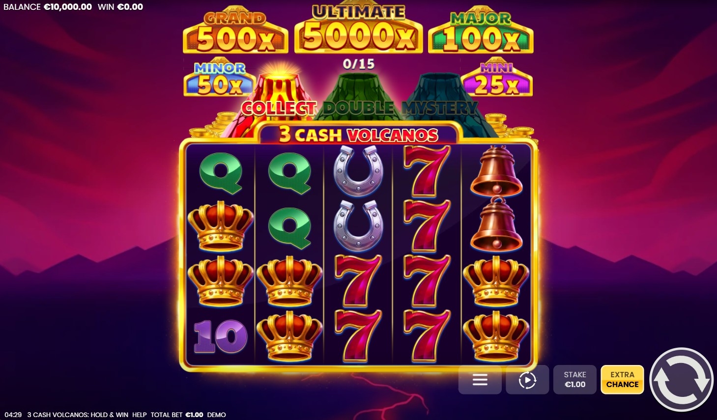 3 Cash Volcanos: Hold & Win