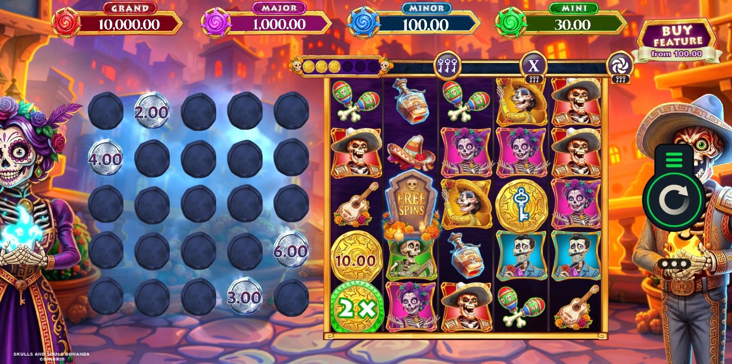 Skulls and Souls Bonanza Coin Grid