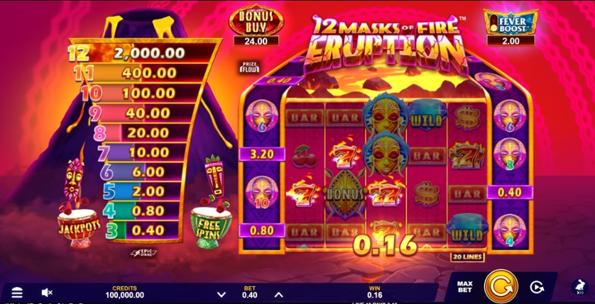 12 Masks of Fire Eruption Prize Flow