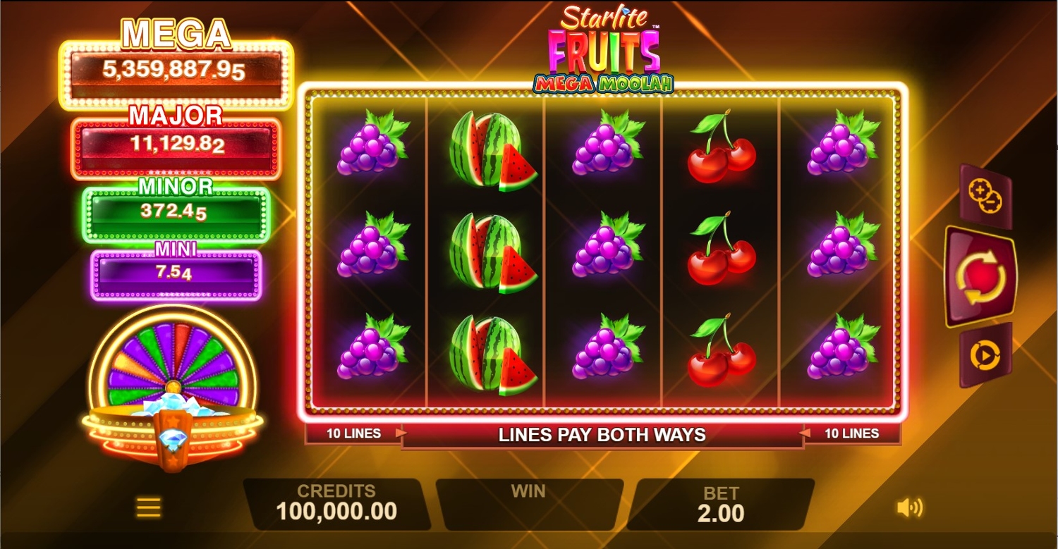 Starlite Fruits: Mega Moolah