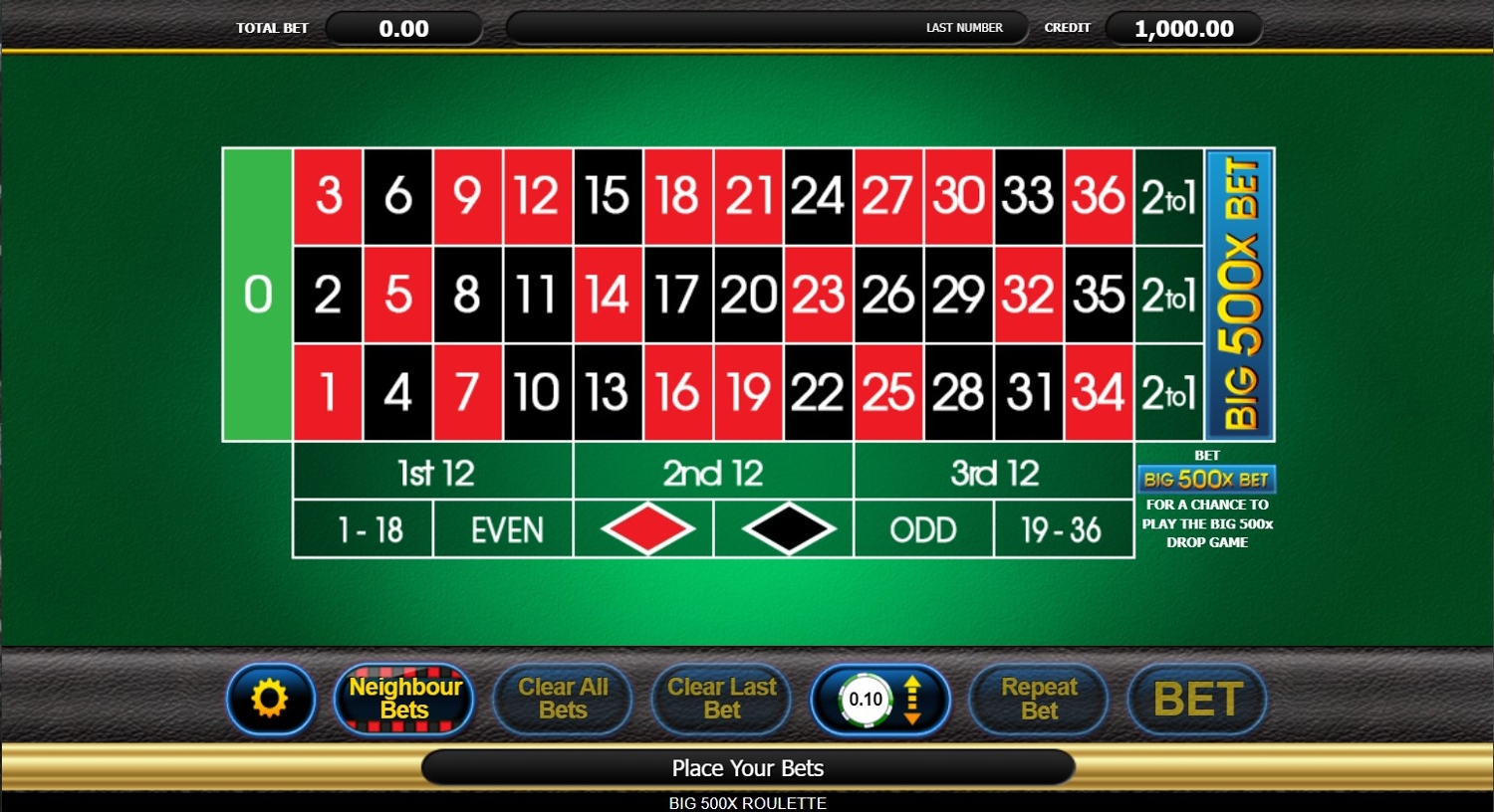 Big 500x Roulette