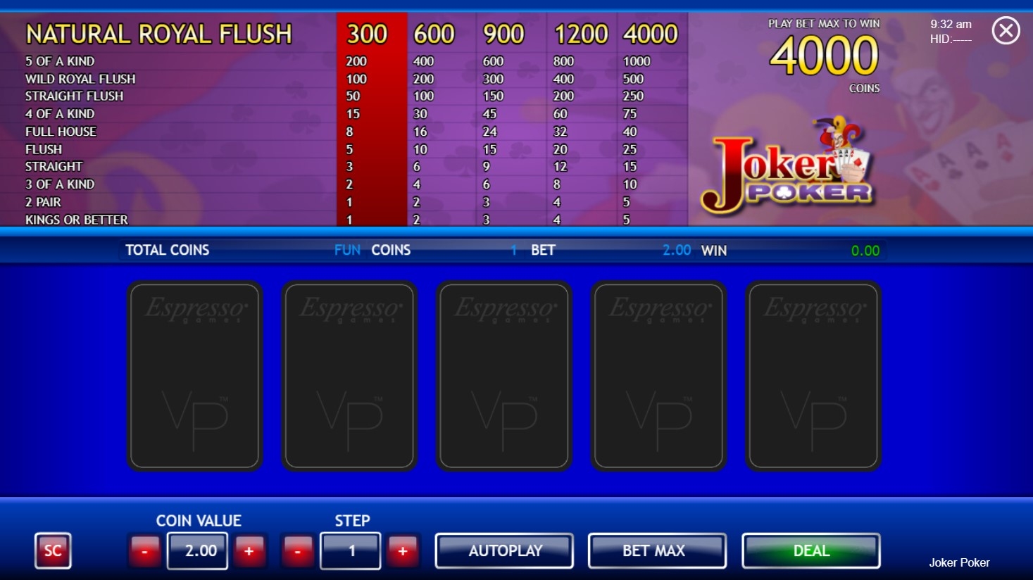 Joker Poker (Espresso)
