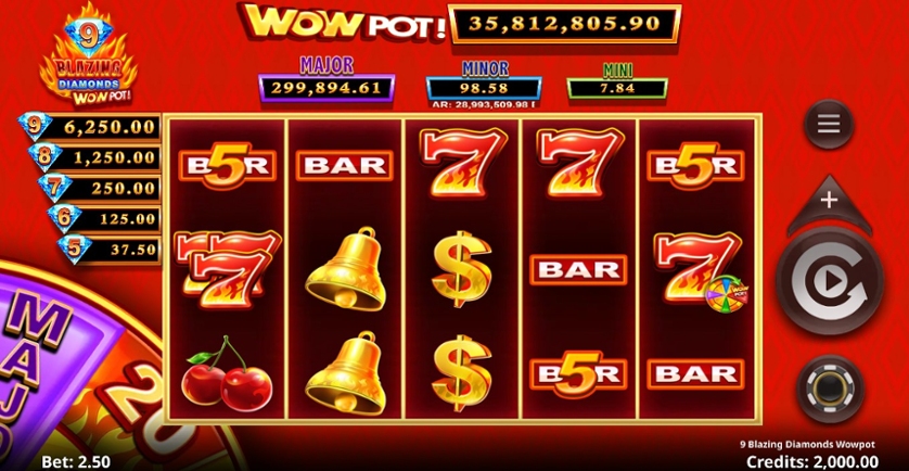 9 Blazing Diamonds WOWPOT