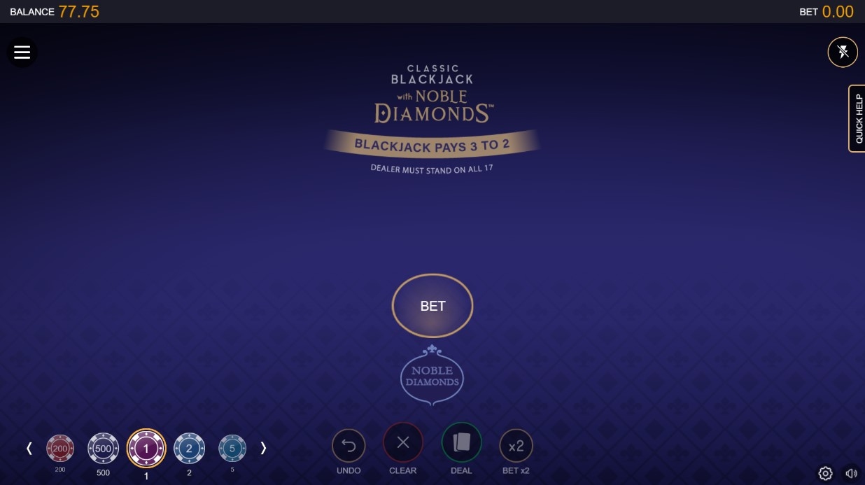 Classic Blackjack with Noble Diamonds