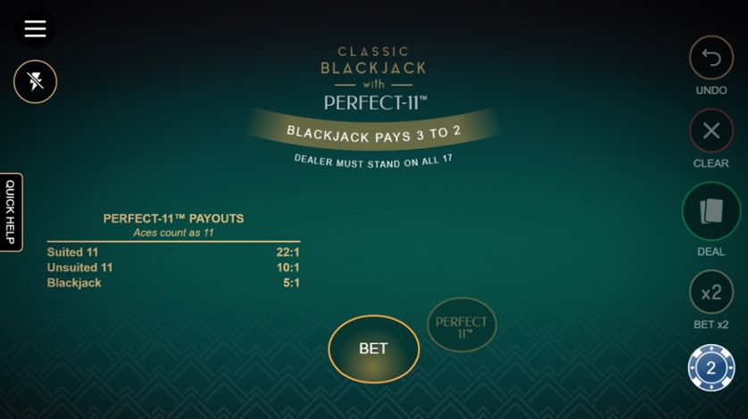 Classic Blackjack with Perfect 11