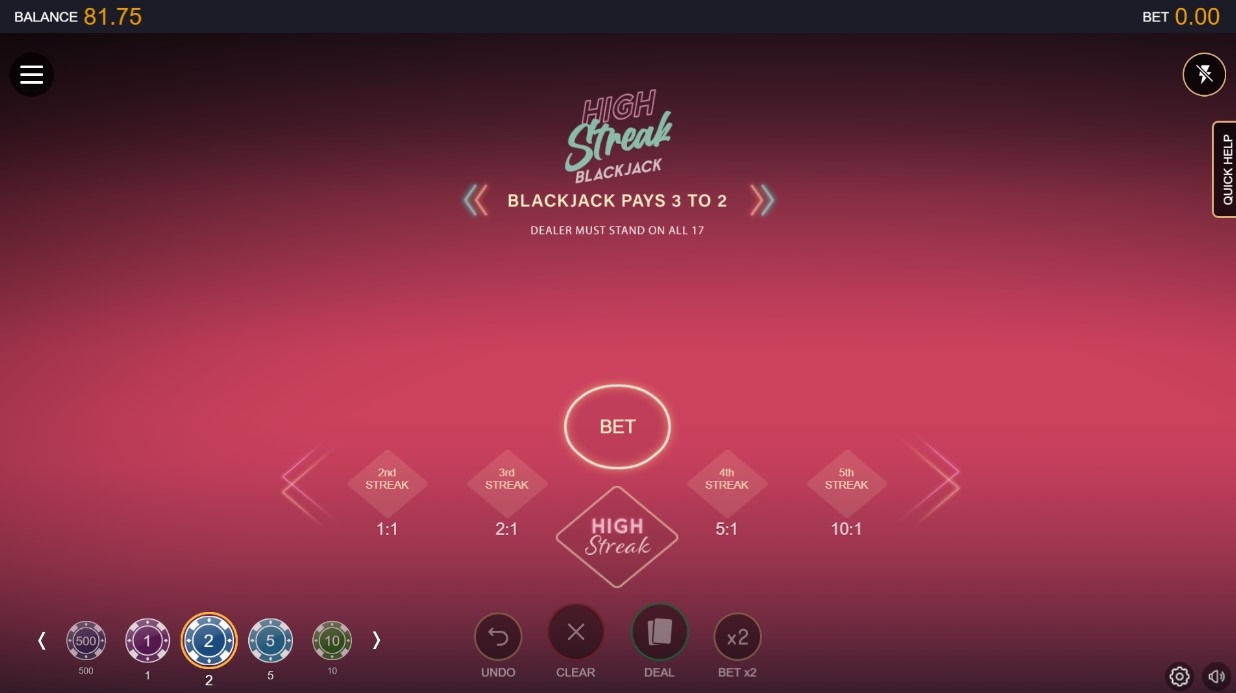 High Streak Blackjack