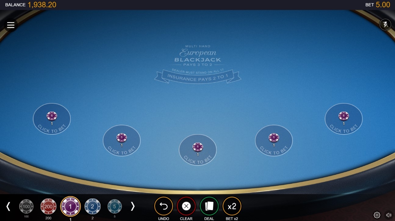 Multihand European Blackjack
