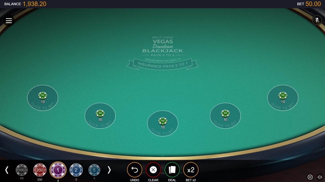 Multihand Vegas Downtown Blackjack