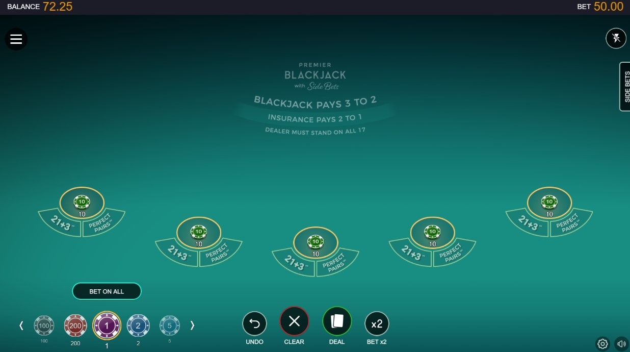 Premier Blackjack with Side Bets