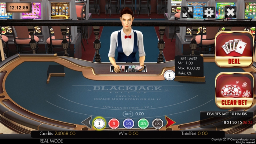 BlackJack 21 FaceUp 3D Dealer