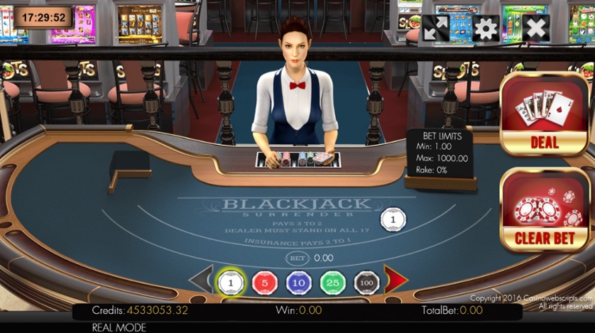 Blackjack 21 Surrender 3D Dealer