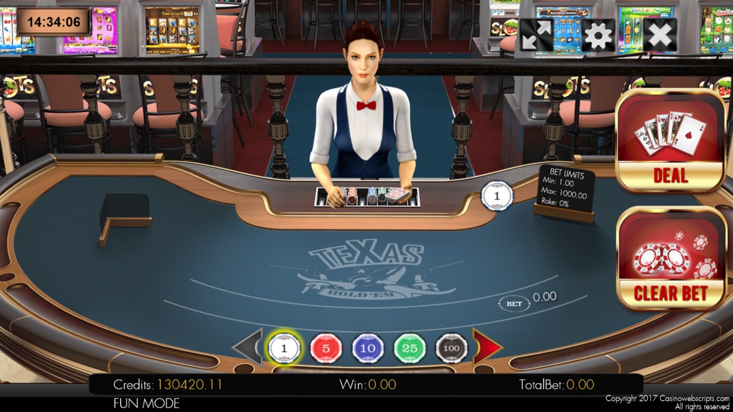 Texas Holdem Heads-Up 3D Dealer