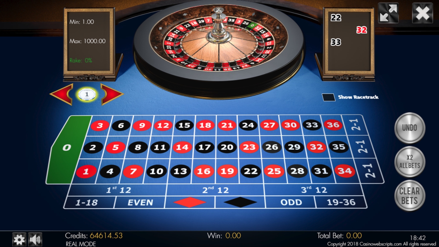 European Roulette 3D Advanced