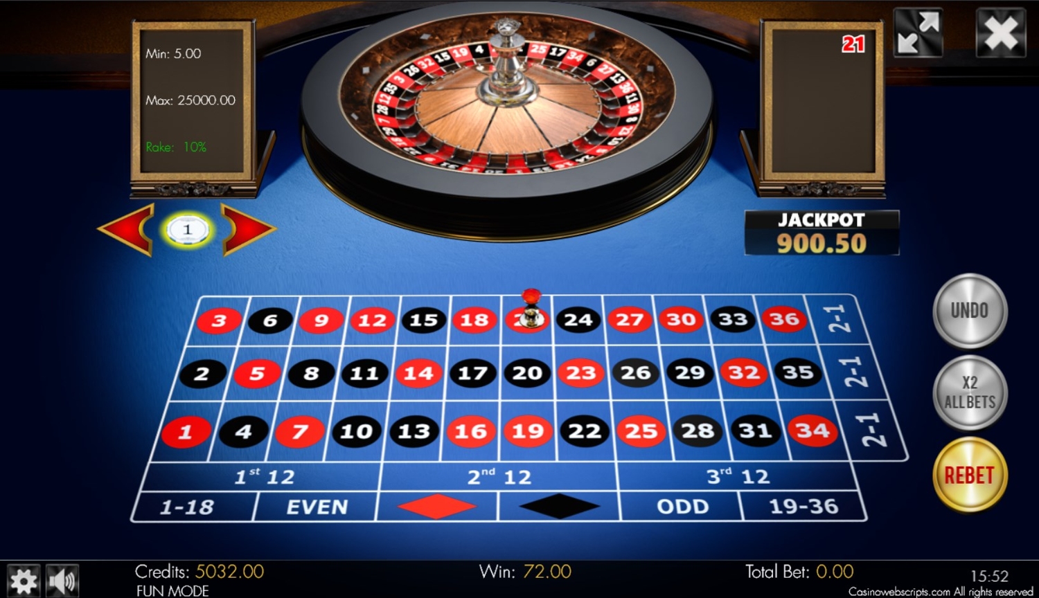 Jackpot Roulette No-Zero 3D Advanced