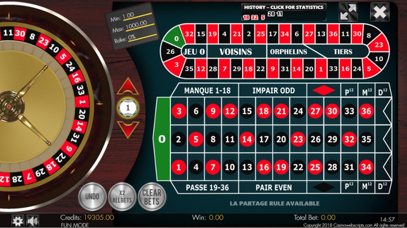 French Roulette 2D Advanced