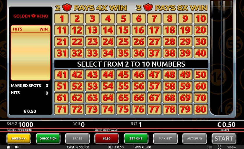 Golden Number Keno