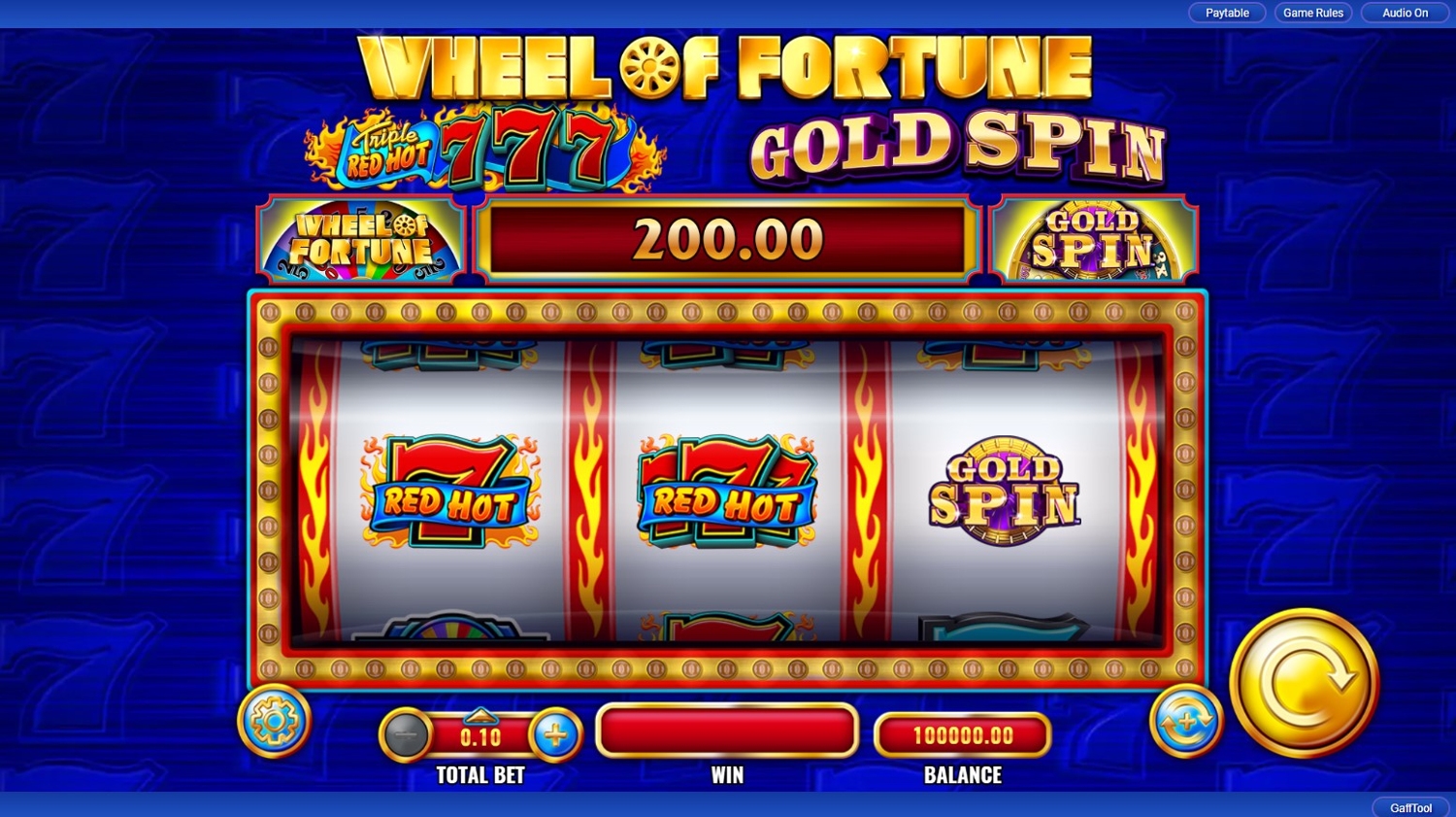 Wheel of Fortune Gold Spin Triple Red Hot 7s
