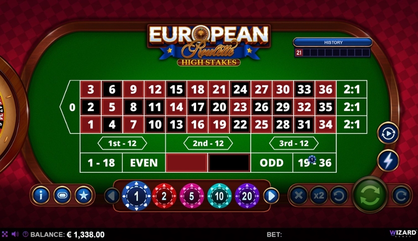 European Roulette High Stakes