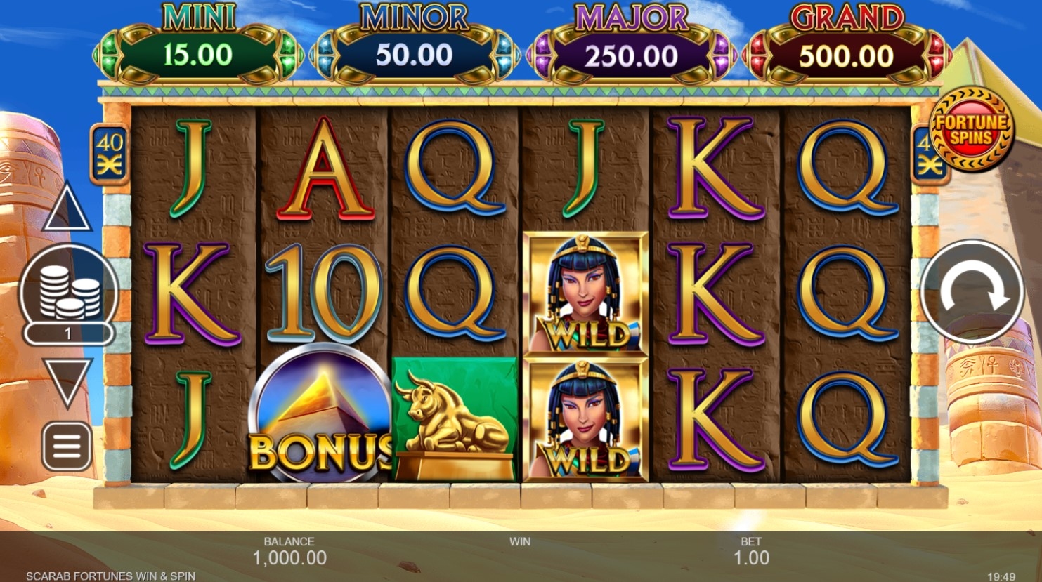 Scarab Fortunes Win and Spin